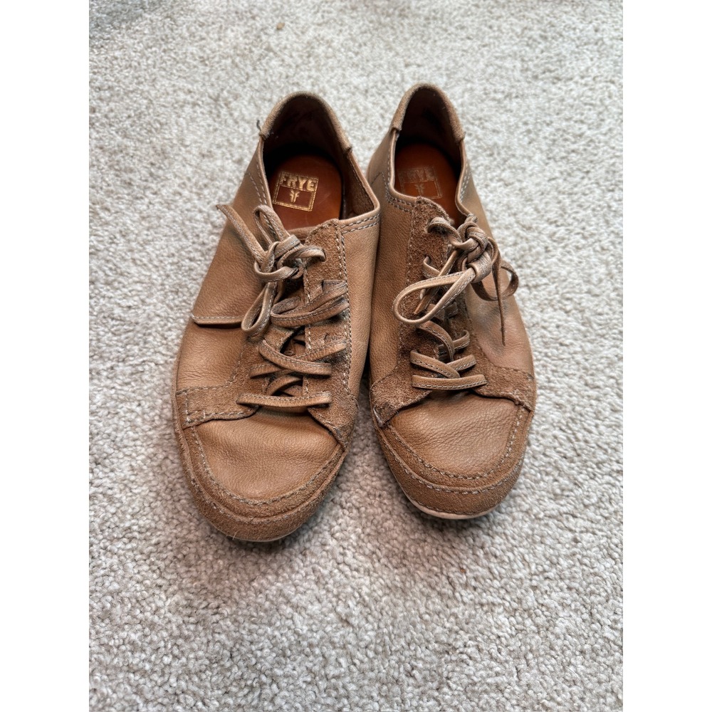Frye Size 6.5 Leather Lace Up Sneaker Shoes in Brown